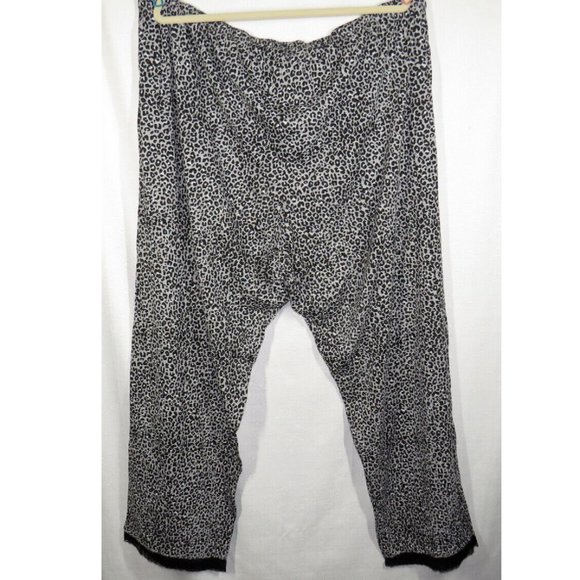 Avenue Plus Size 26-28 Gray Black Leopard Print Pajama Pants Lace Trim - Picture 4 of 7